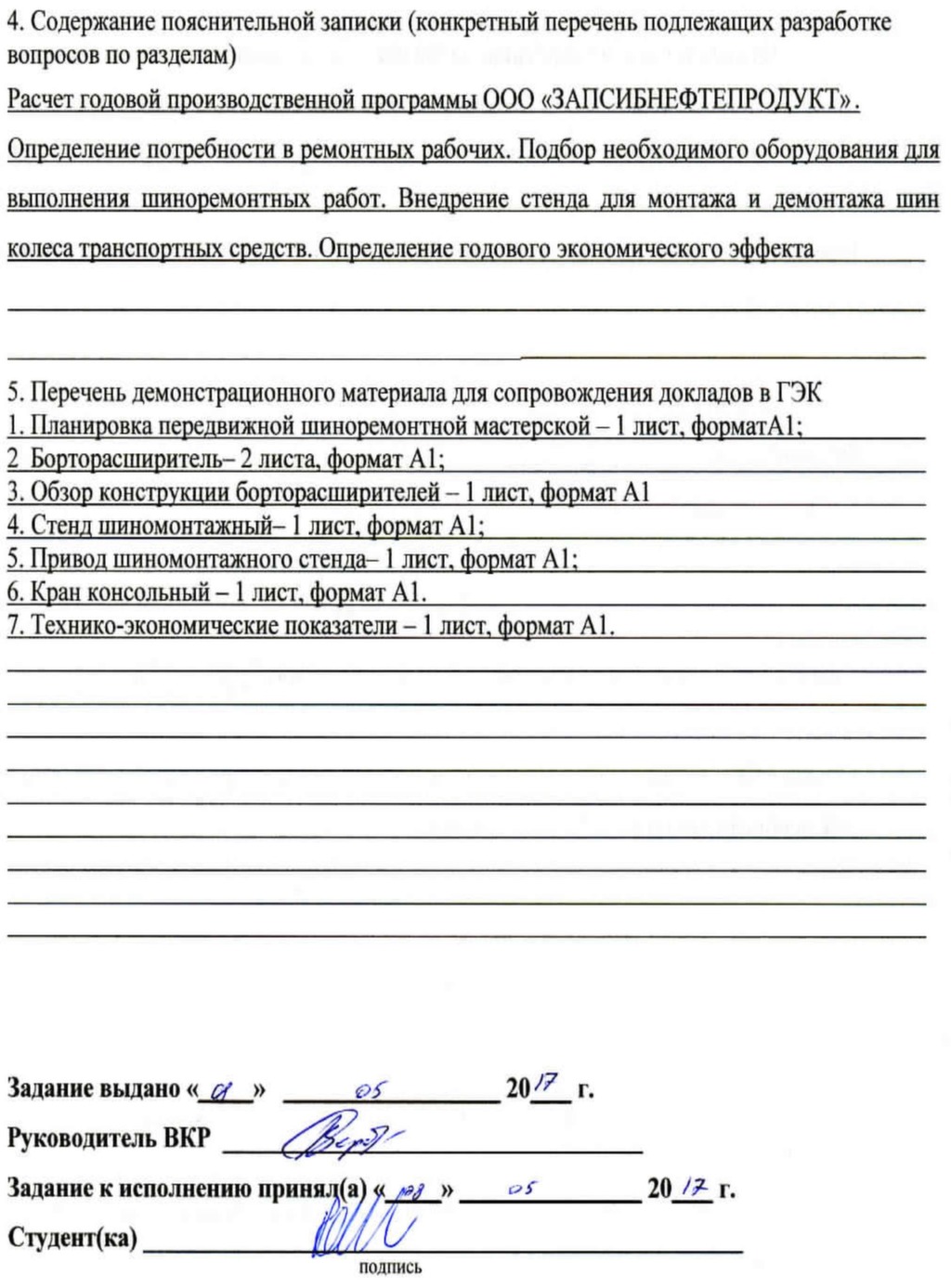 Перечень чертежей подлежащих разработке в вкр